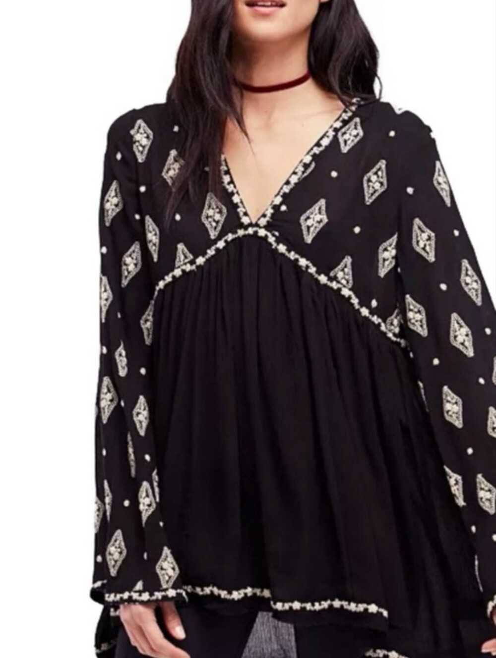 Free People Diamond Embroidered Tunic Dress, L